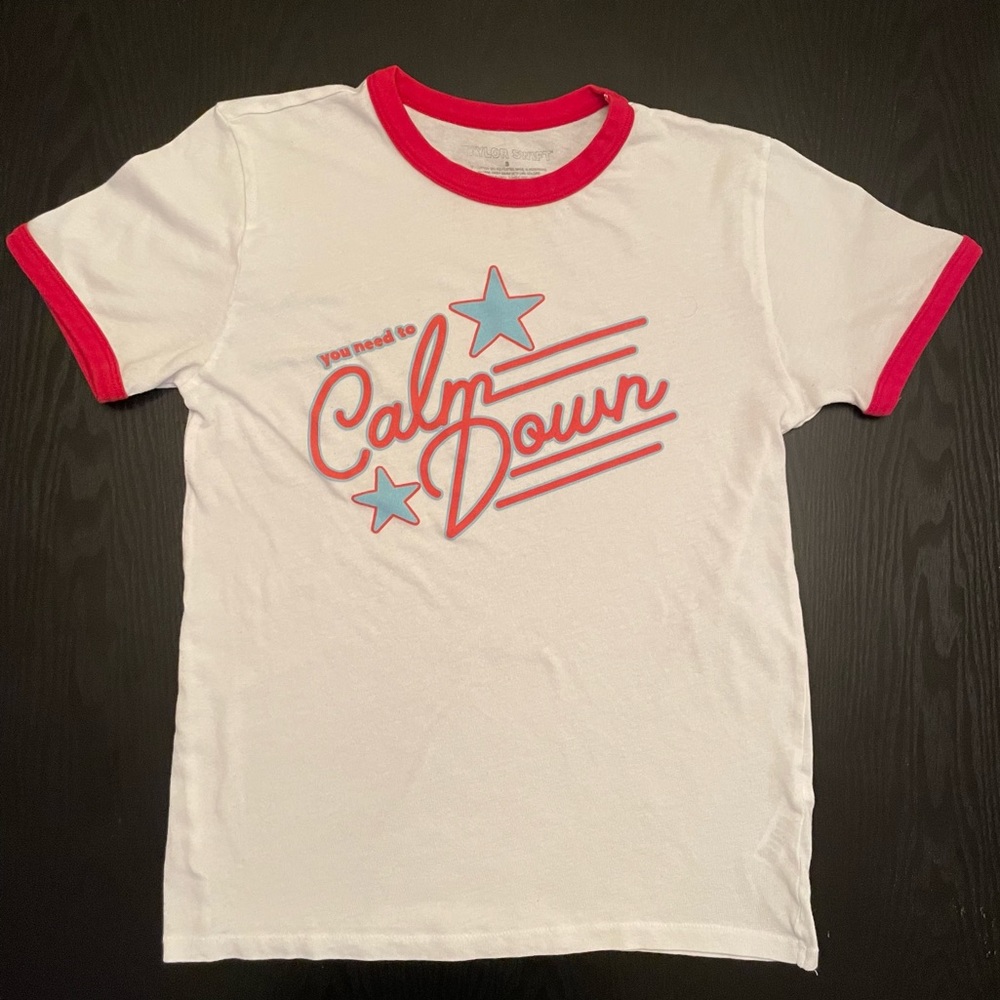 Rare OFFICIAL Taylor Swift Lover You Need to Calm Down ringer t-shirt size S